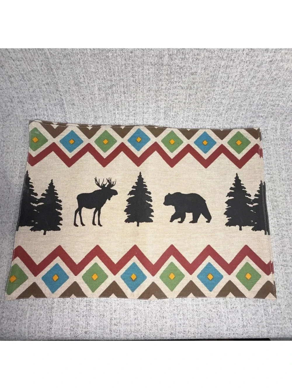 New Set of 4 Kay Dee Lake Lodge Placemats 13x19 Cotton Bear Moose Cabin Decor